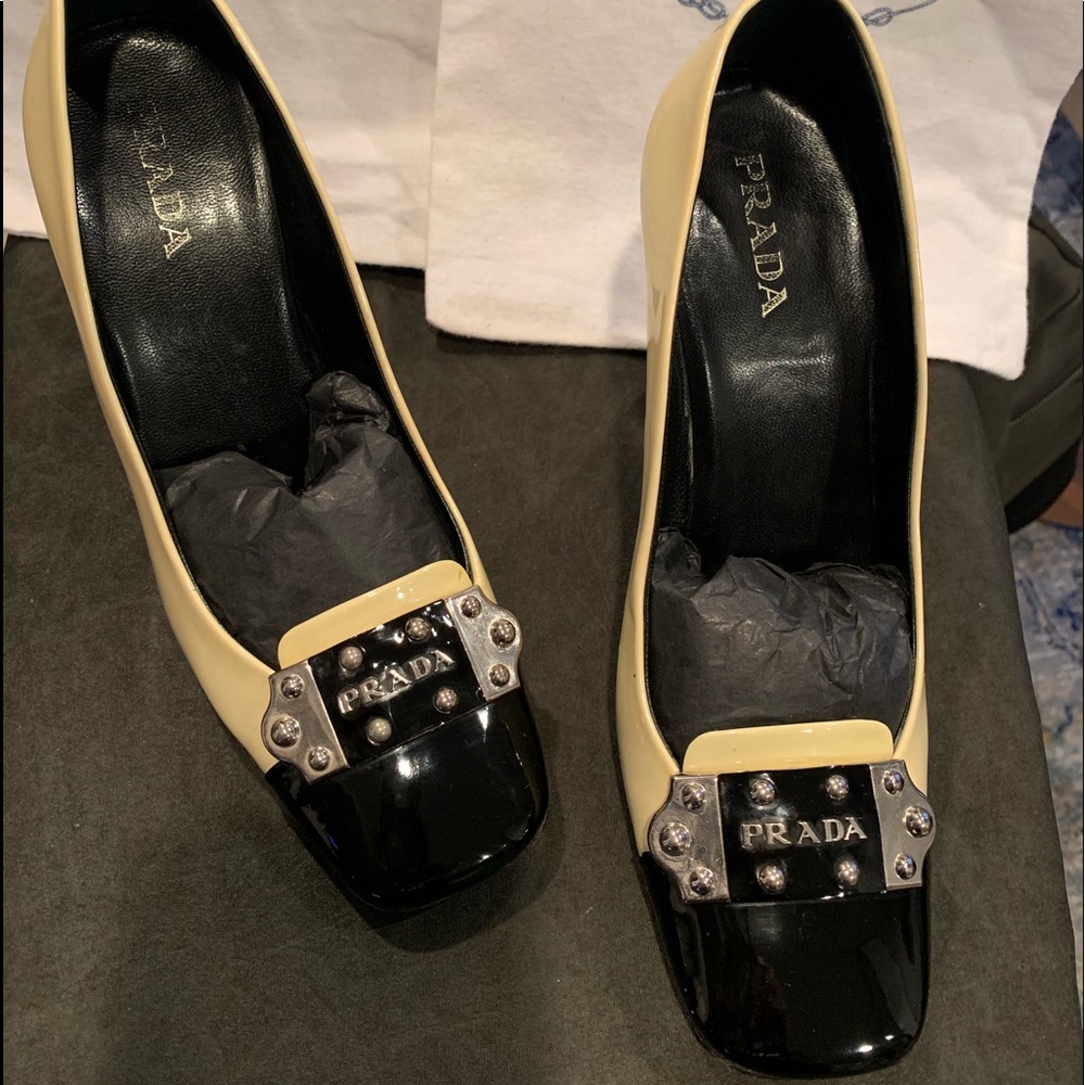 PRADA Patent Leather Logo Shoes